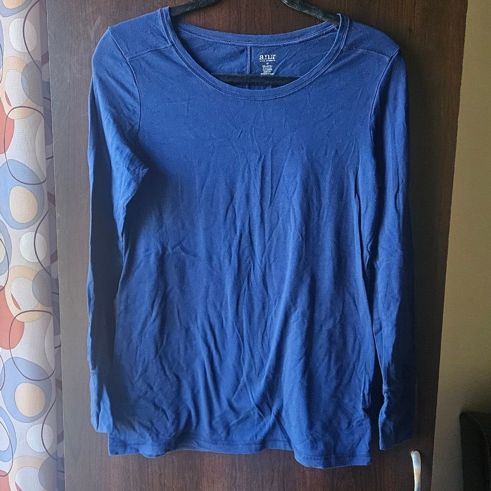 a.n.a Classic Navy Long Sleeve Tee